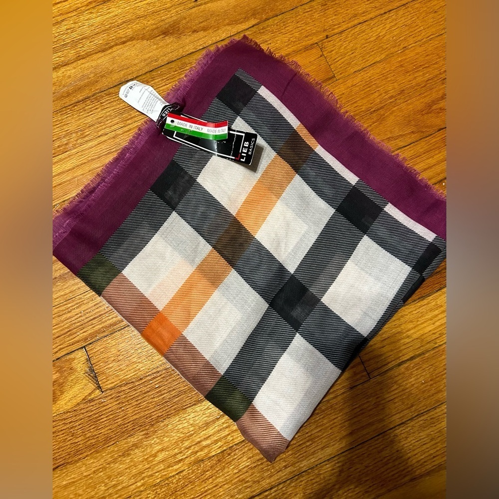 LIEB Vintage Polyester Wrap/Scarf Plaid Design Made in Italy 54” Shown